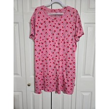 Joyspun 2x women's pink cherry print nightgown