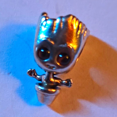 PANDORA Charm Groot, Silber, schwarze Kristallaugen, signiert