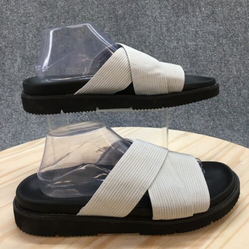 Calvin Klein Sandal Womens 10 Gray Rowland Open Toe Slip On Casual Comfort