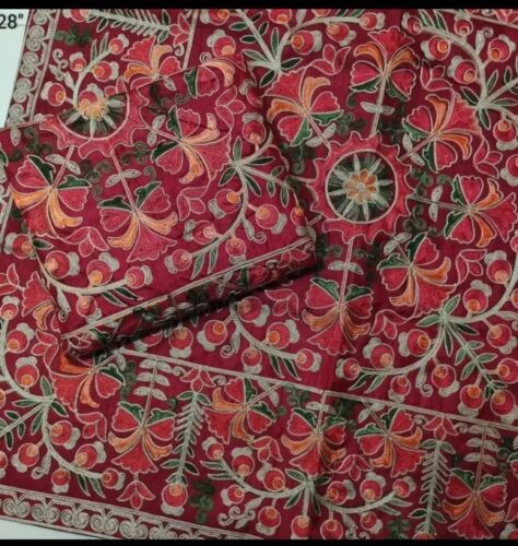 Pakistani Aari Work Floor Cushion Cover Full Embroidered Silk Base Cushion Cover - Picture 4 of 4