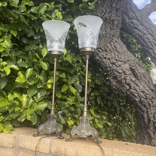 vintage torchiere table lamp 3 Footed Victorian Art Deco Bedside Lamps