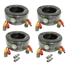 4 PACK 100ft security camera bnc video power cable extension for cctv dvr 