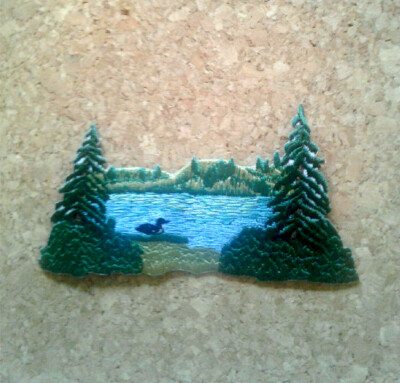 Lake - Bird - Loon - Divers - Pine Tree - Embroidered Iron On Applique Patch