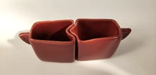VTG Evercraft Pottery USA Stoneware Cream & Sugar Set Maroon Art Deco MCM Table