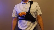 Right Hand Bandoleer / Shoulder CHEST Holster Revolver .44 cal iber w/ 4" barrel