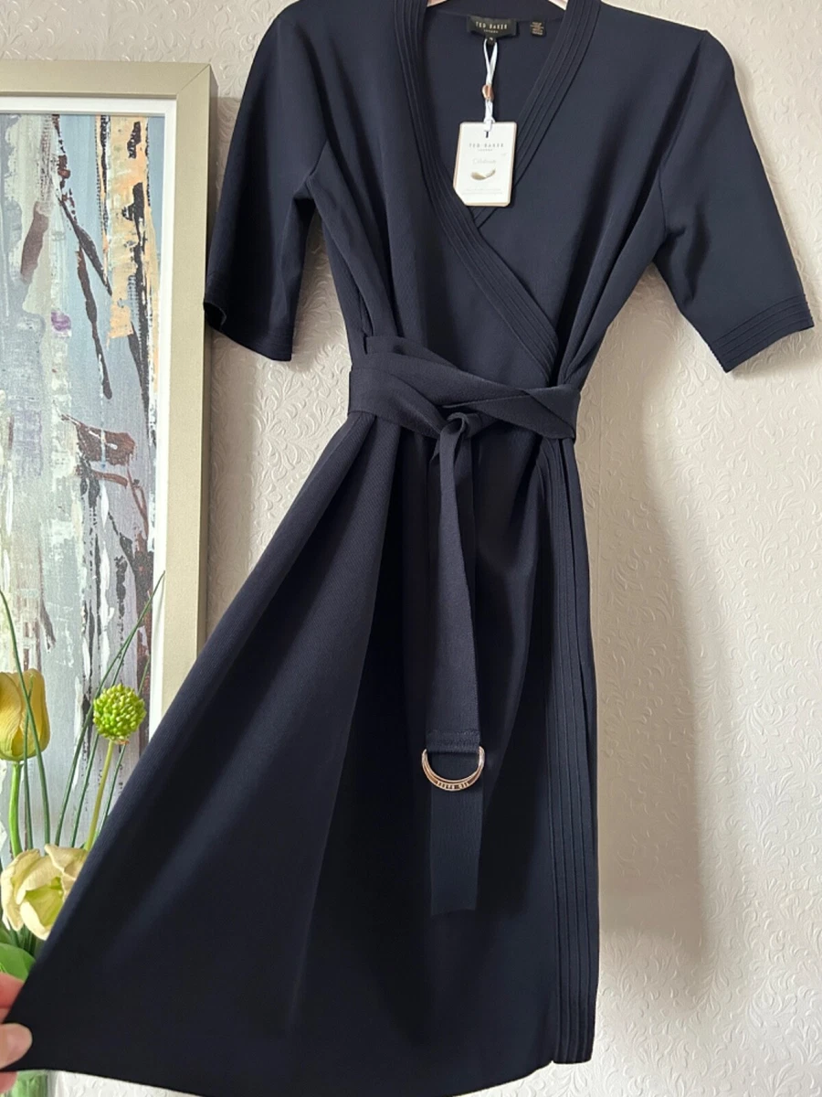 Ted baker navy wrap dress Outlet