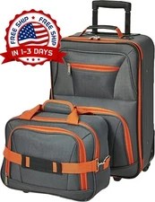 Expandable Softside Upright Luggage Set, Charcoal, 2-Piece