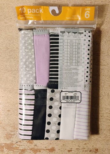 Wonder Nation Girls' Briefs, 10 Pack, Tag-Free, Soft Cotton, Choose Your Size - Picture 10 of 16