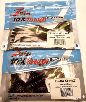 Z-Man Finesse Worm & Turbo Craw ''  10X Tough / Sprayed Grass & Copper / 7192415