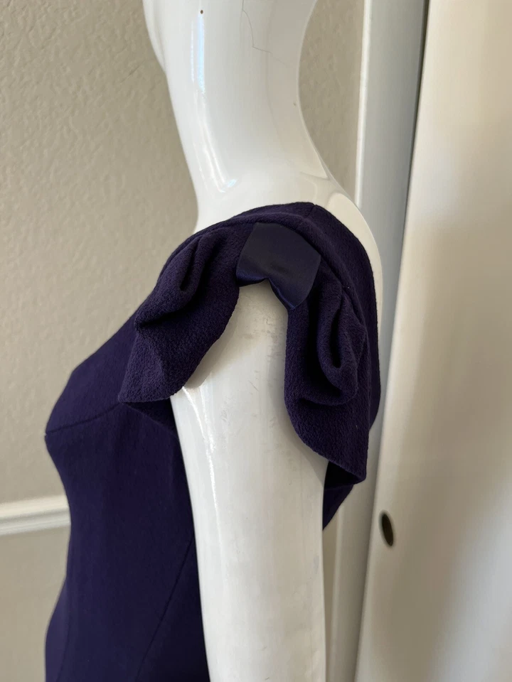 Vestido Vaina CHARLES CHANG-LIMA Ciruela Oscura Manga Gorra Texturizada Viscosa Forrado Talla 2 Foto 4 de 4