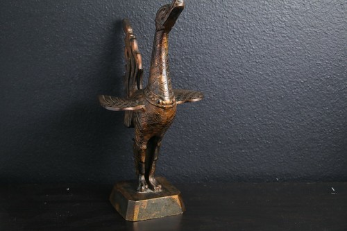 Vintage / Antique Chinese Cast Iron Golden Mythological Phoenix 14" statue metal - Picture 2 of 8