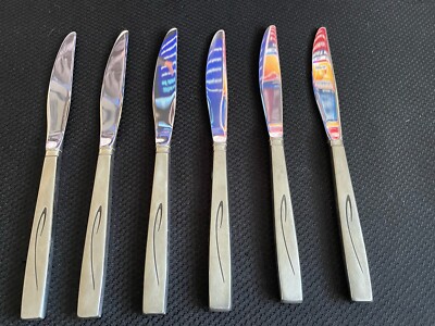 Oneida Community Stainless FLIGHT Burnished Finish Dinner Knives Lot Of 6