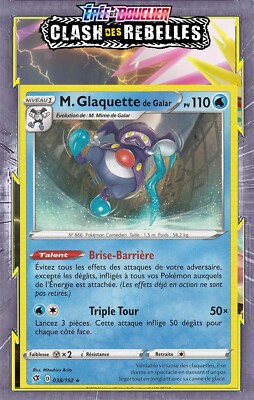 Carte Pokémon REVERSE M. Glaquette de Galar 038/192 EB02 Clash des
