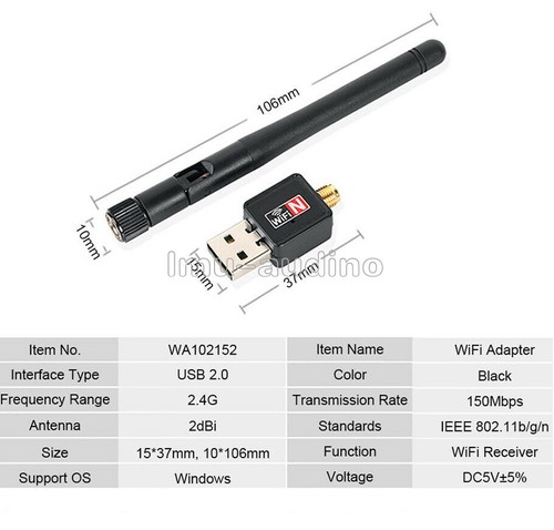 150Mbps 802.11N/G/B USB 2.0 WiFi Antenna Wireless Network LAN Card Adapter - 第 7/7 張圖片