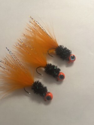 Three hand tied 1/16 crappie jigs 