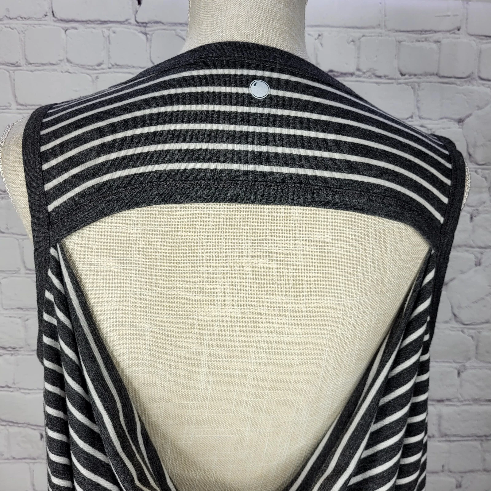 yogalicious cutout back draped stripe tank-top