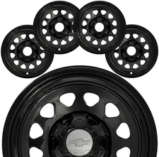 4 Black 2019-2024 Silverado 1500 Colorado WT 17" Wheel Skins Rim Hub Caps Covers