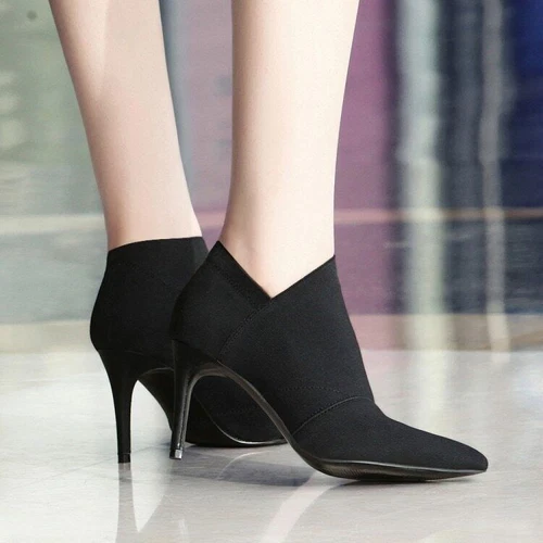 Damen High Heels Booties Spitz zulaufend Pumps Stiefeletten Party Stilettos Schuhe - Bild 3 von 17