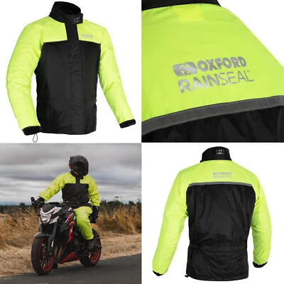 Oxford Motorcycle Bike Rainseal Over Jacket Overs Waterproof Black Flo Yellow