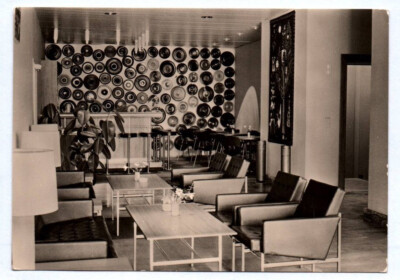 Postcard Baltic Sea city Sassnitz Rügen Mitropa Rügen hotel hotel hall 1977