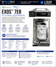 Seagate Exos 7E8 4TB SAS 12Gbps 3.5" HDD ST4000NM0025 Dell 0YXG4K NEW w/ Tray