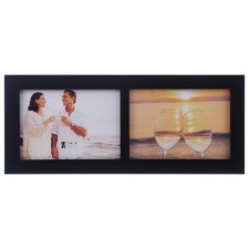 5x7 2-Opening Collage Picture Frame with Shatter-Resistant Glass  Black Wood...