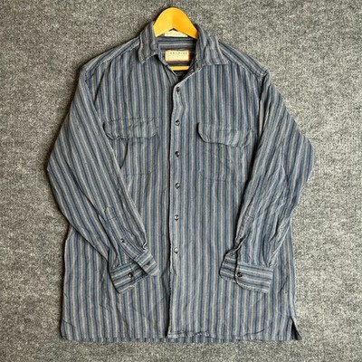 Arrow Archive Button Up Shirt Mens Size M Blue Striped Long Sleeve Pockets