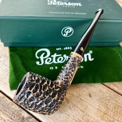 Peterson Aran Rusticated Billiard (X105) Fishtail Tobacco Pipe - New