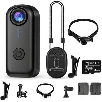 #ad HD 4K Mini Action Camera 64GB Thumb Portable Body Cam 360°Rotatable Clip Magnet $49.99