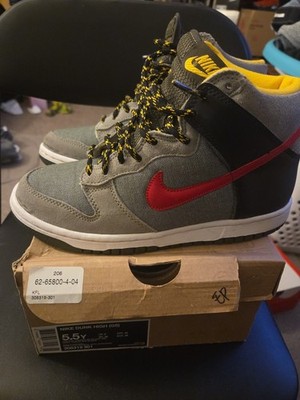 NIKE Size 5.5Y Dunk High GS Cargo Khaki University Red 308319-301 Shoes Sneakers