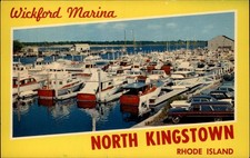 Wickford Marina North Kingstown RI Boats Station Wagon harbor postcard p420
