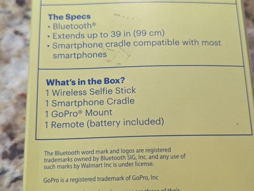 Onn Focus Wireless Selfie Stick Smartphone Cradle GoPro Mount 12.9" - 39" - Picture 8 of 12