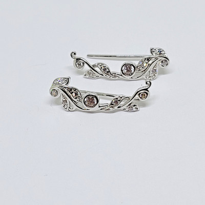 JTV Bella Luce Sterling Silver Leaves Vine Climber Earrings ~ 1''