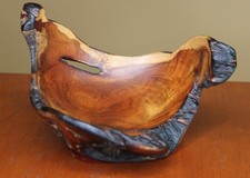 Vintage Arturo Solano Costa Rica Hand-Carved Live Edge Burl Wood Sculptural Bowl