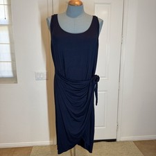 Joe Fresh Dress Plus Size 3X Dark Blue Ruched Tie Front Asymmetrical