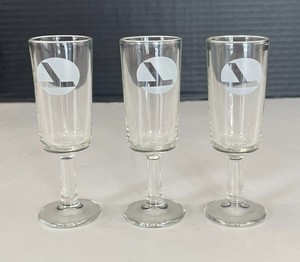 3 Eastern Airlines Stemmed Glasses; Wings of Man Logo; Cordial