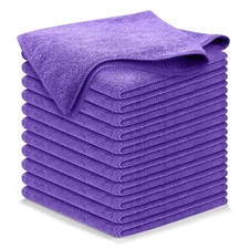 USANOOKS Microfiber Cleaning Cloth - Purple - 12Pcs 12.5x12.5 inch High