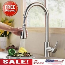 Kitchen Sink Faucet Brushed Nickel Single Handle Swivel Pull Down Sprayer Mixer
