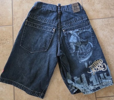 JNCO Jeans Denim Shorts Mens Youth SZ 29 Embroidery Logo Image