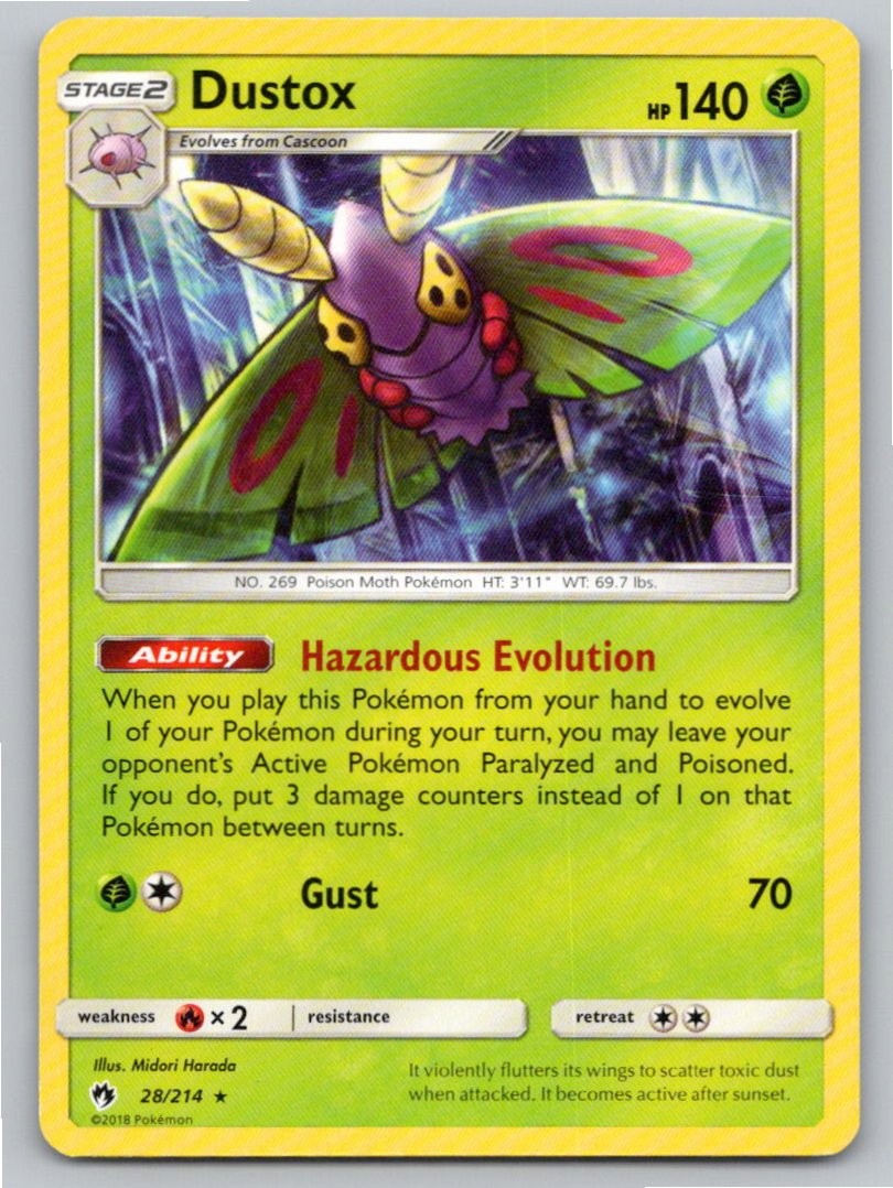 2018 POKEMON DUSTOX LOST THUNDER 28/214 R NM A57224 FREE S&H