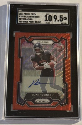 2023 Panini Prizm Bijan Robinson Red Wave Prizm RC Auto /149 SGC 9.5/Auto 10