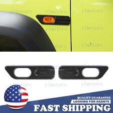 For Suzuki Jimny 2019-23 Carbon Fiber Black Side Marker Lights Lamps Cover Trim