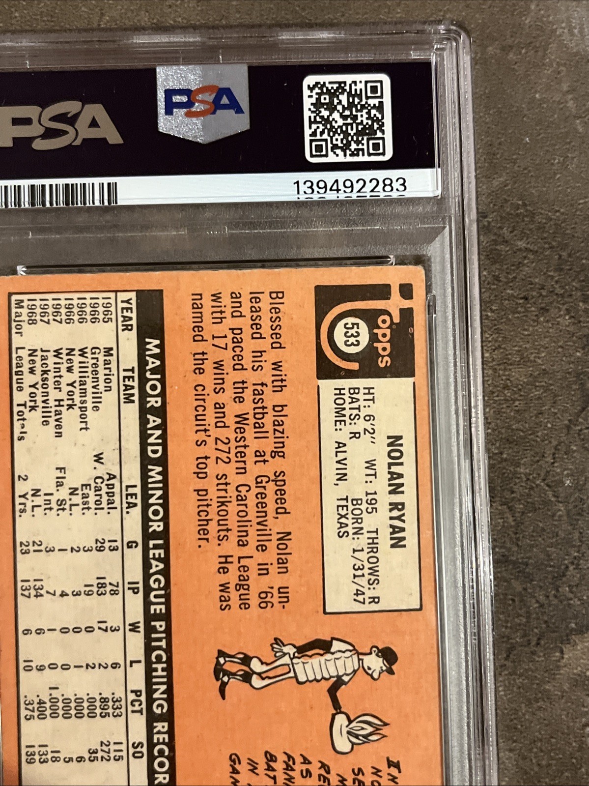 🔥🟦Nolan Ryan🟧🔥1969 Topps PSA 2 NICE! #533 Centered 1st Solo Card Mets view 14