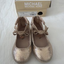Michael Kors Girls' Kenyah Kay Signature Logo Charm Ballet Flats Toddler Size 5