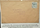 MALAYA 3 NOV 1945 KGVI 8c RATE RECYCLED COVER, SENT LOCALLY IN SINGAPORE
