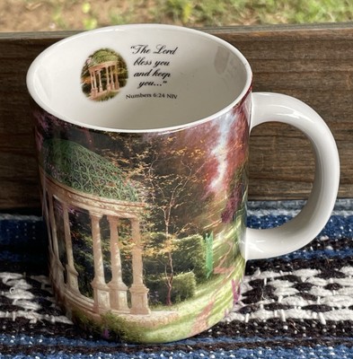 Thomas Kinkade GARDEN OF PRAYER Porcelain Mug 14 oz. Lord Bless You & Keep You