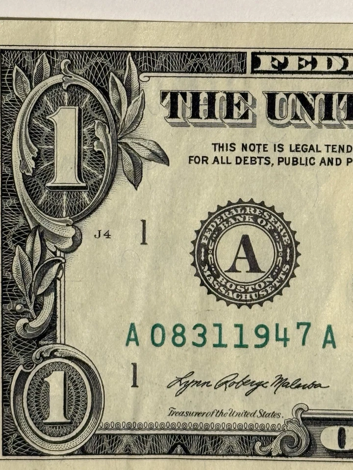 Birthday Note Dollar Bill August 31 1947 08/31/1947 Fancy Serial Number $1 ¥ - Image 3 of 4