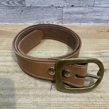 Lucky Brand 1.5  Wide Brown Leather Belt Brass Buckle Vintage 90  s 29-37  Waist