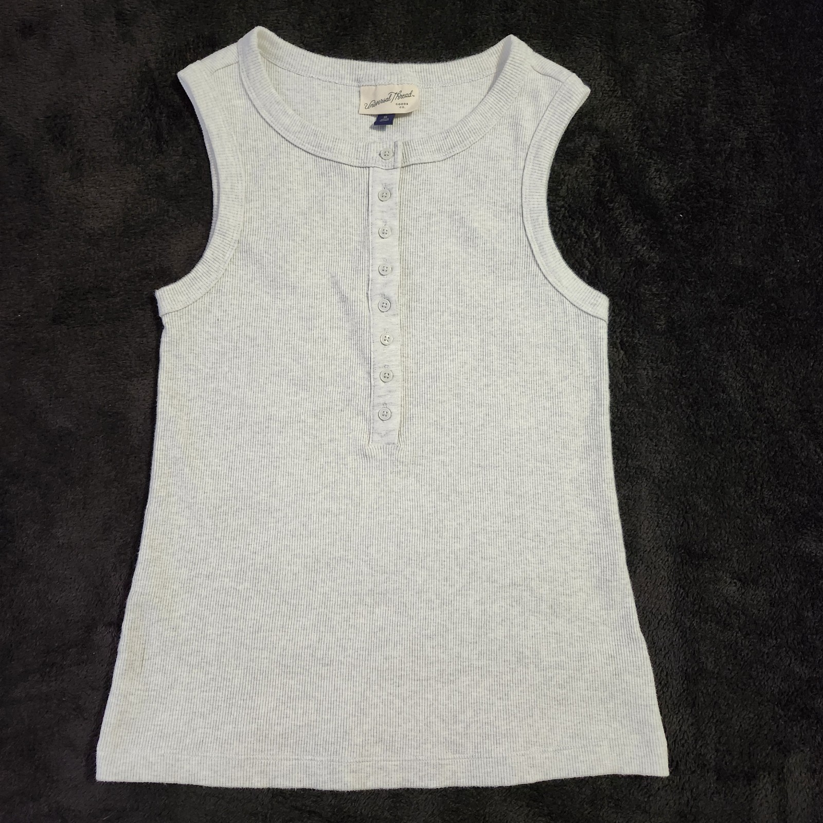 Universal Thread Light Grey Ribbed Henley Scoop N… - image 1