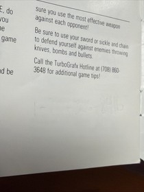 Ninja Spirit (Turbo Grafx 16, 1990) TG16 CIB Complete w/ Manual Tested